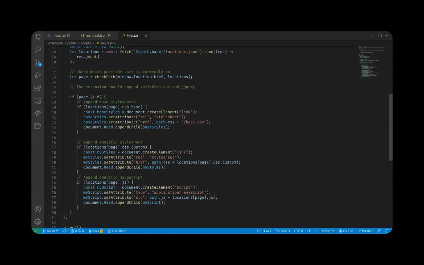 Screenshot del codice degli scripts